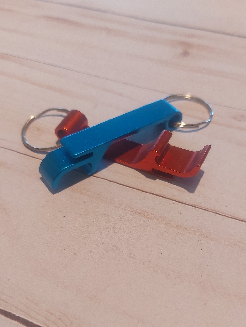 Blue and Red Aluminum Keychain Bottle Openers - Set of 2
